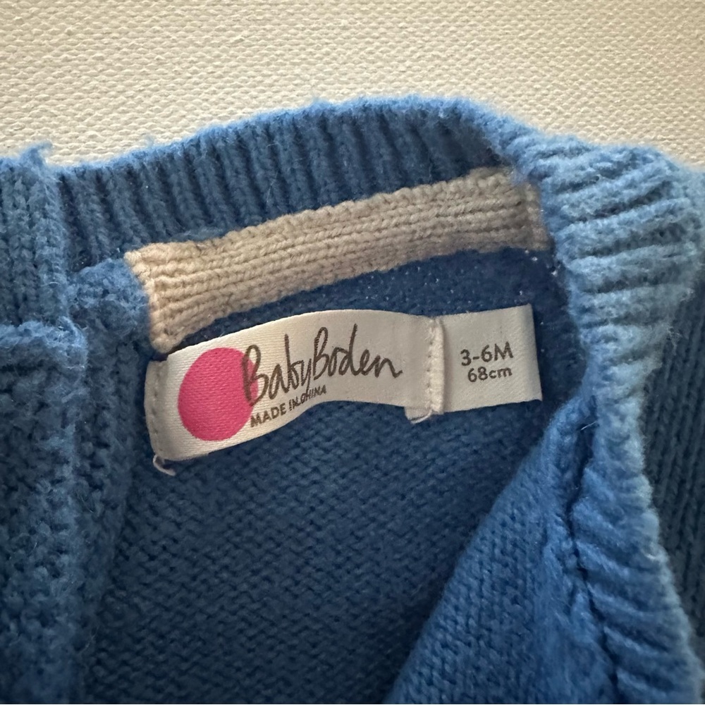 Baby Boden 3-6 Months Girl Bunny Blue Sweater Easter - Picture 2 of 4